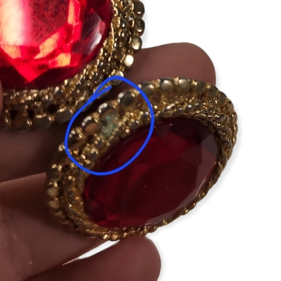 M Lent Red Jewel Clip On Earrings - Picture 5 of 5